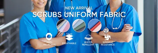 Excellent Ventilation Scrubs Fabric 100% Polyester Fabric for Surgical Clothes Nurse Uniform